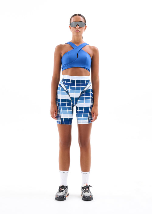 BASERUNNER BIKE SHORT IN BLUE FADE DIGITAL PRINT