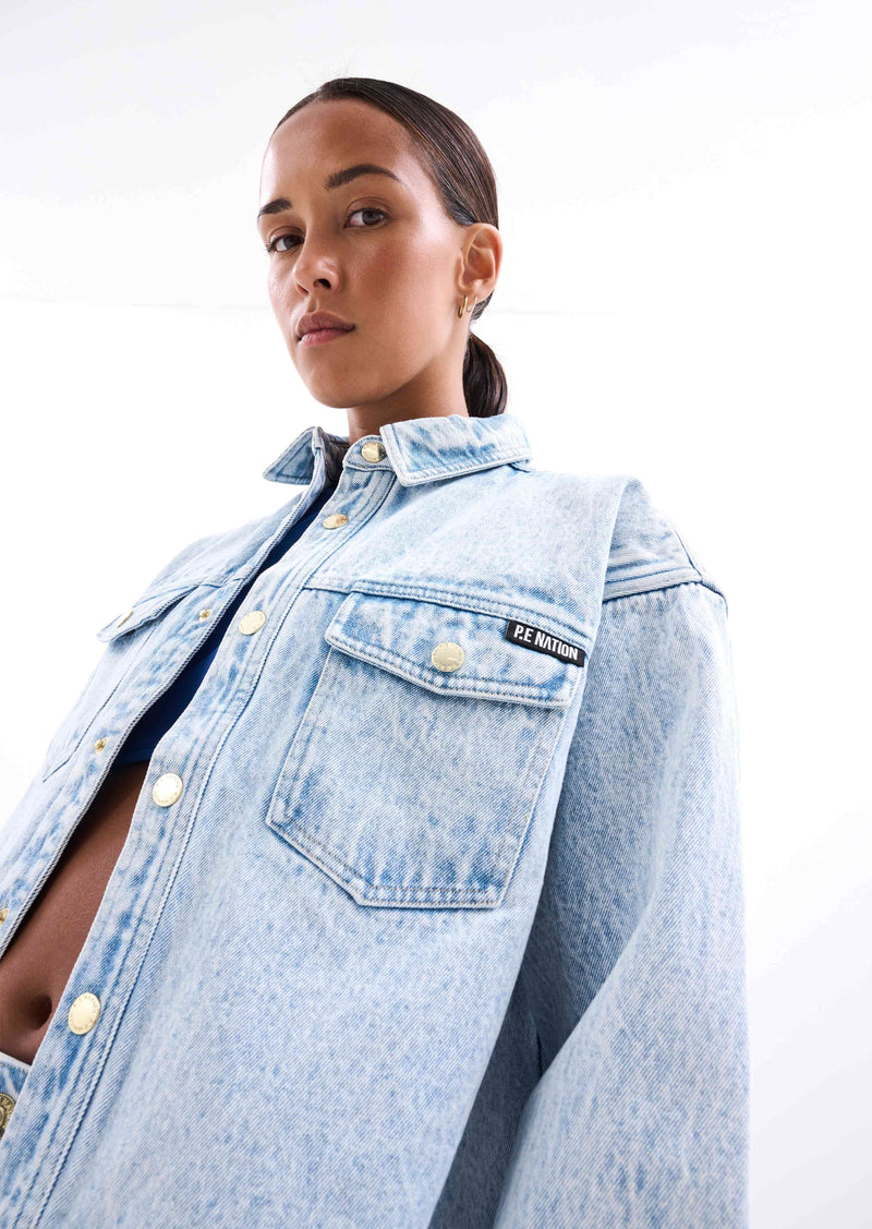 FIELD HOUSE SHIRT IN LIGHT WASHED DENIM