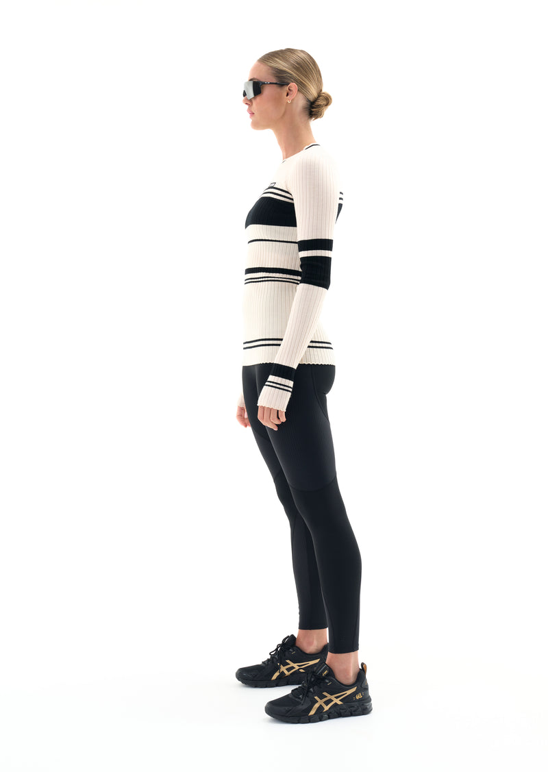 ACCOLADE LS KNIT TOP IN PEARLED IVORY