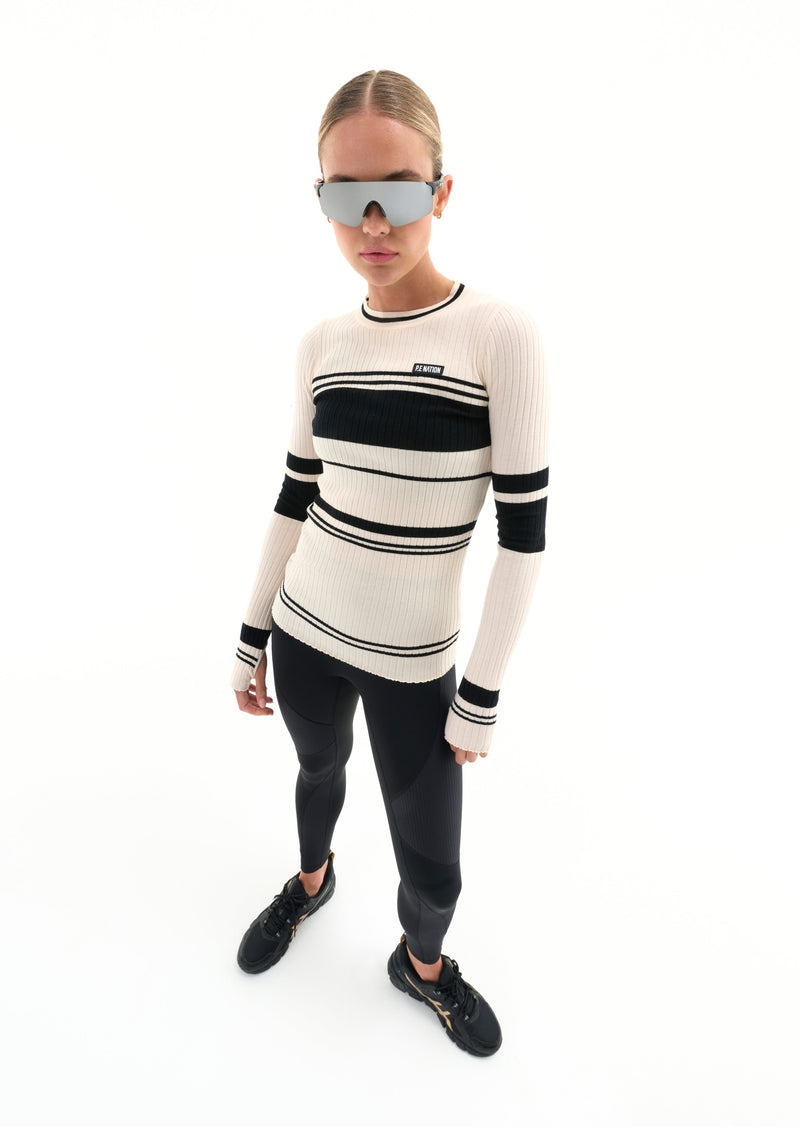 ACCOLADE LS KNIT TOP IN PEARLED IVORY