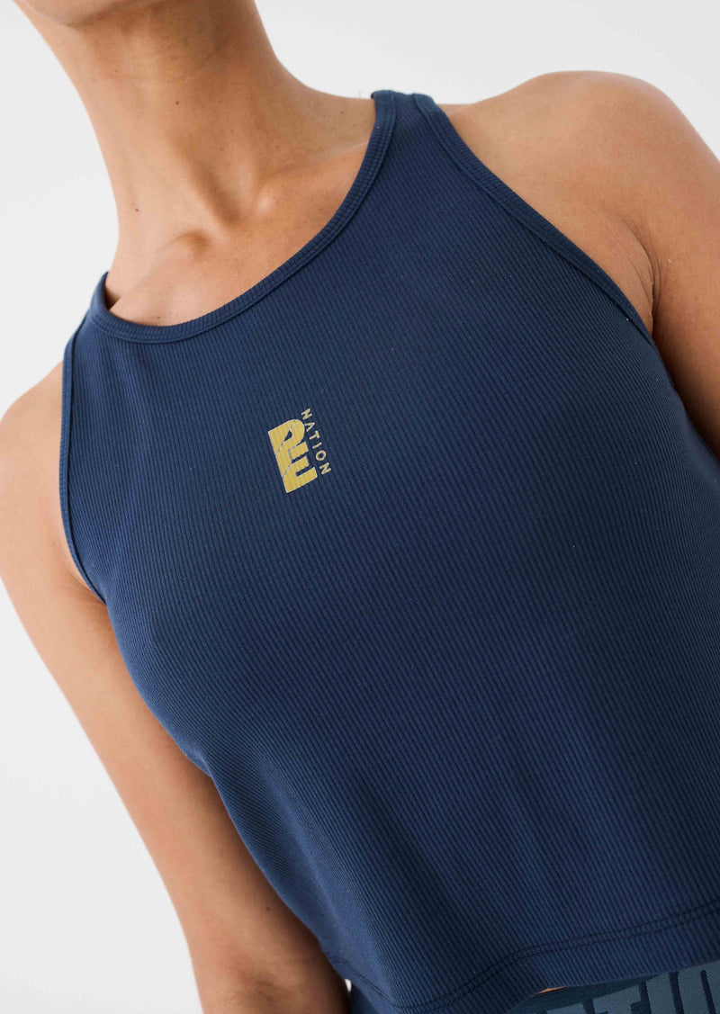 BACKCHECK TANK IN MIDNIGHT NAVY
