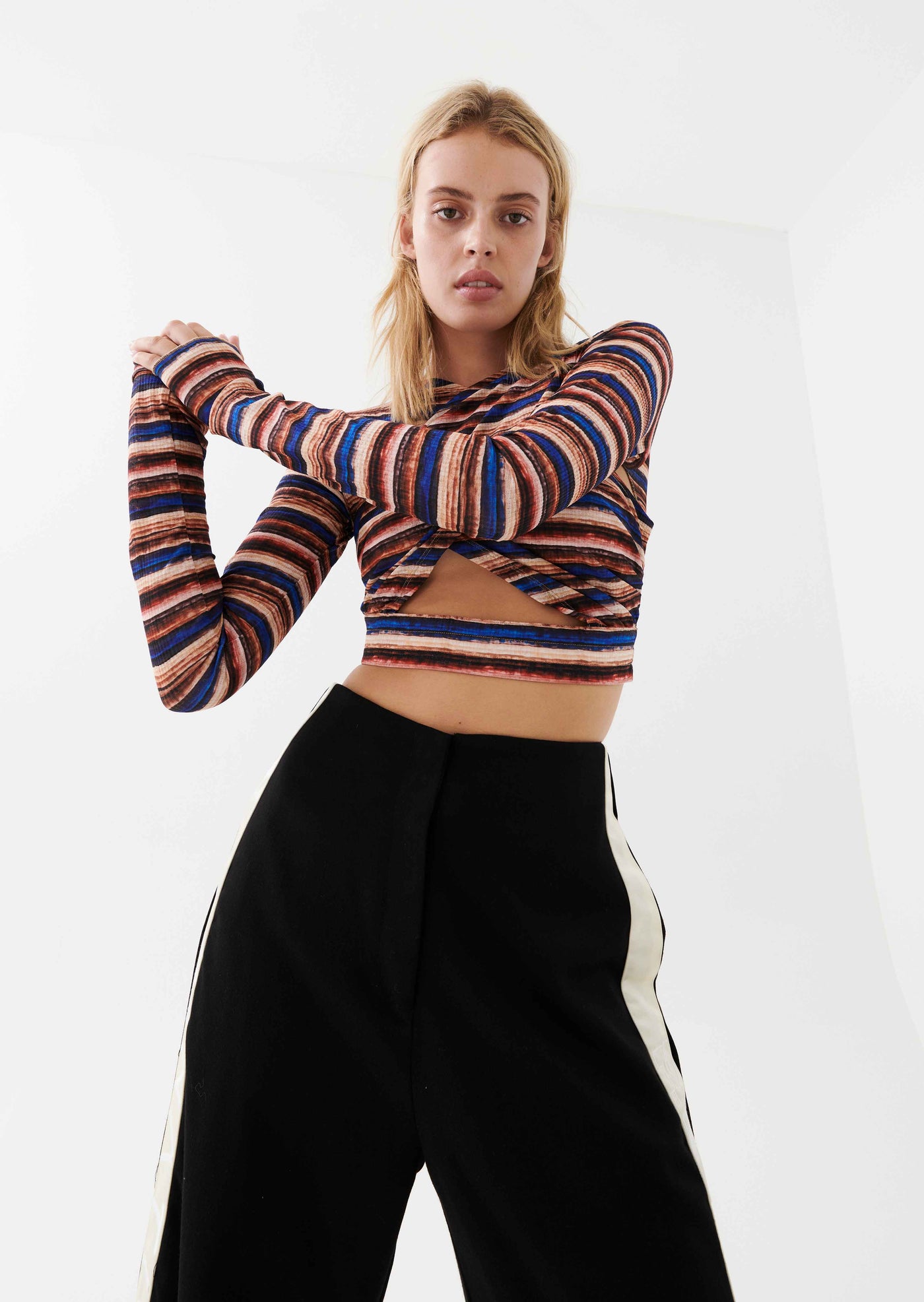 WAVELENGTH KNIT L/S TOP IN STRIPE PRINT