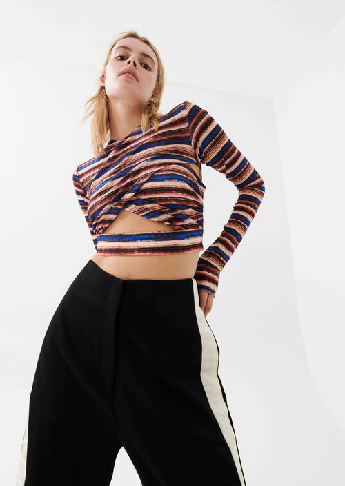 WAVELENGTH KNIT L/S TOP IN STRIPE PRINT