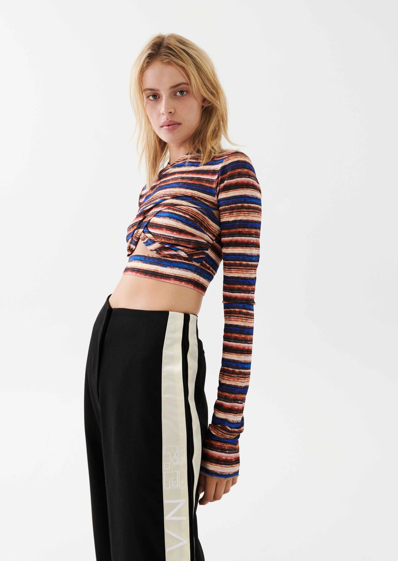 WAVELENGTH KNIT L/S TOP IN STRIPE PRINT