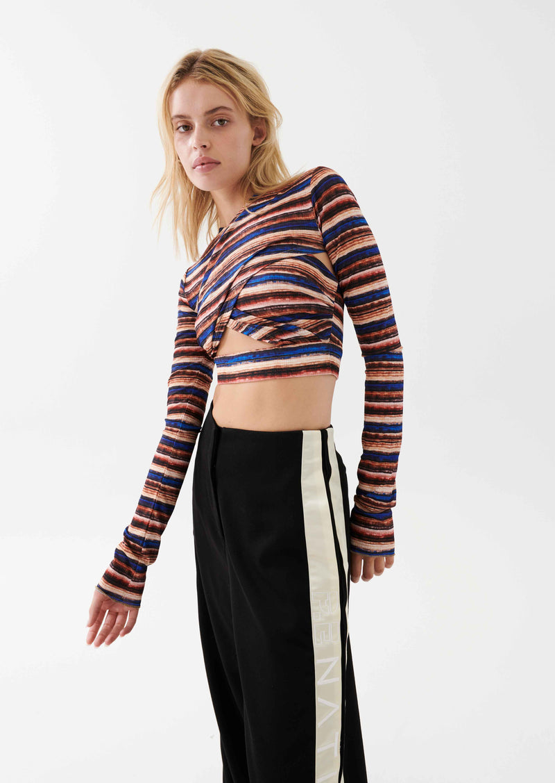 WAVELENGTH KNIT L/S TOP IN STRIPE PRINT
