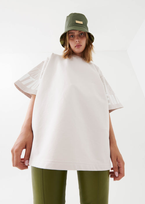 BACK STOP TEE IN WHITE SAND