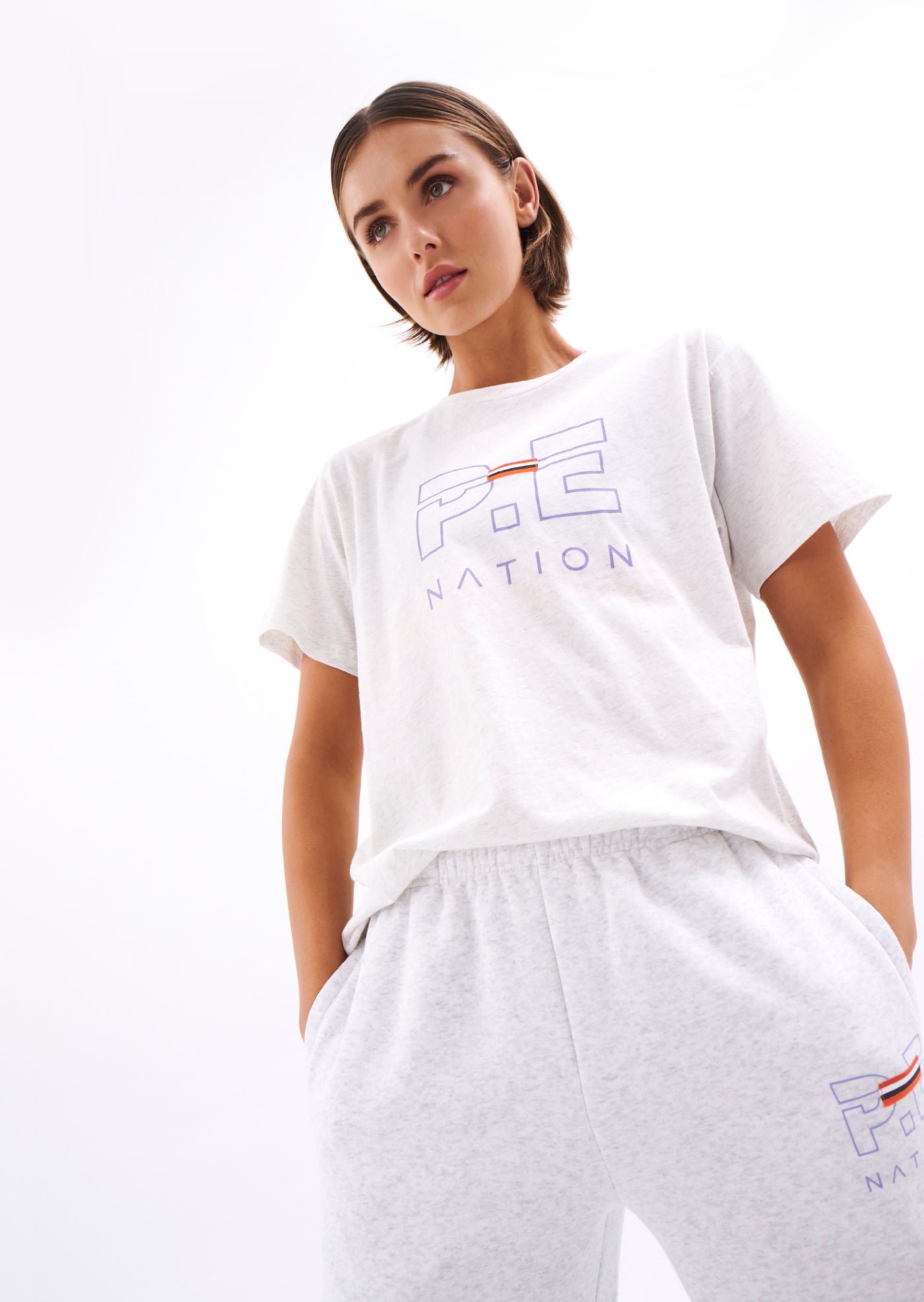 TRACK TEAM TEE IN GREY MARLE