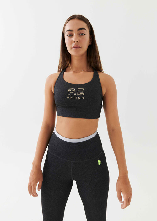 REACTION SPORTS BRA IN CHARCOAL MARL