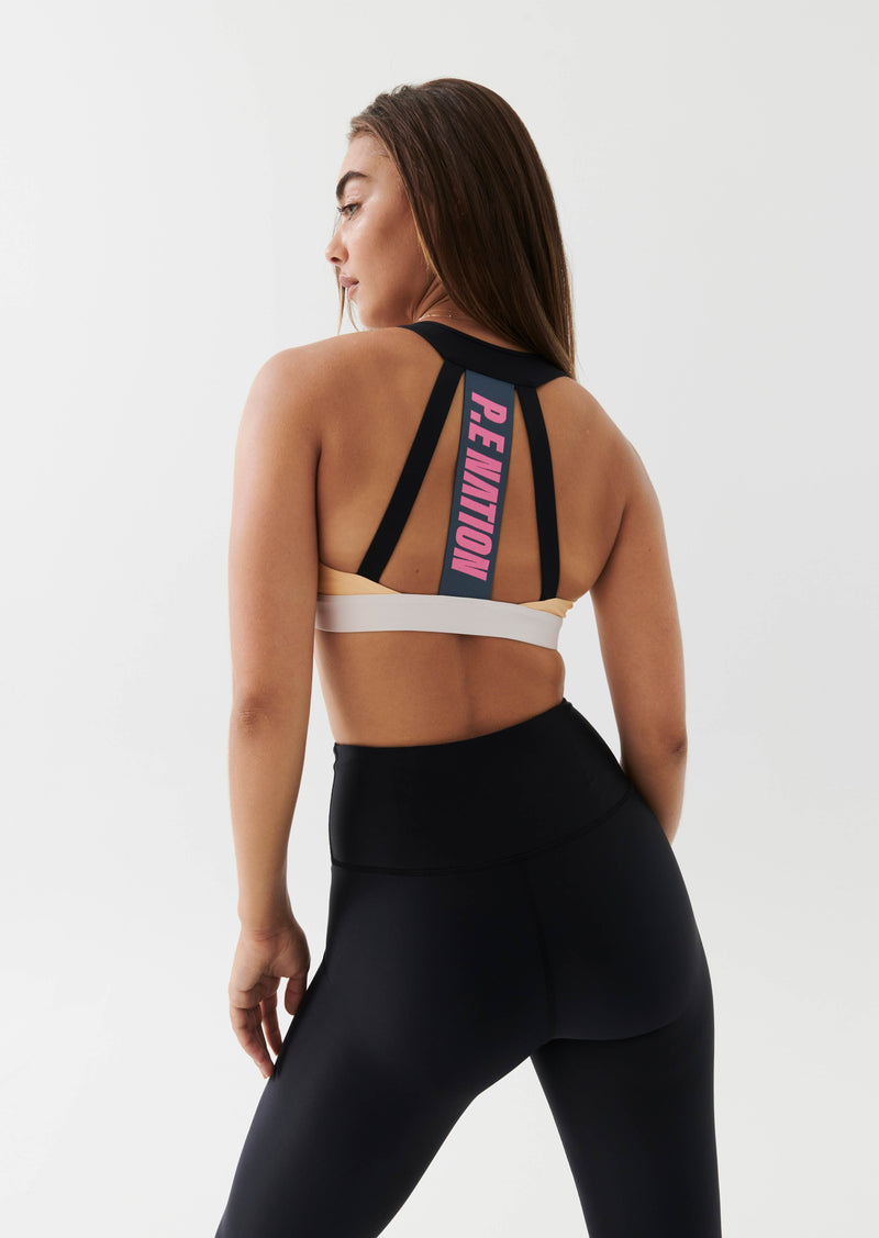 FRONTSIDE SPORTS BRA IN GOLDEN SAND