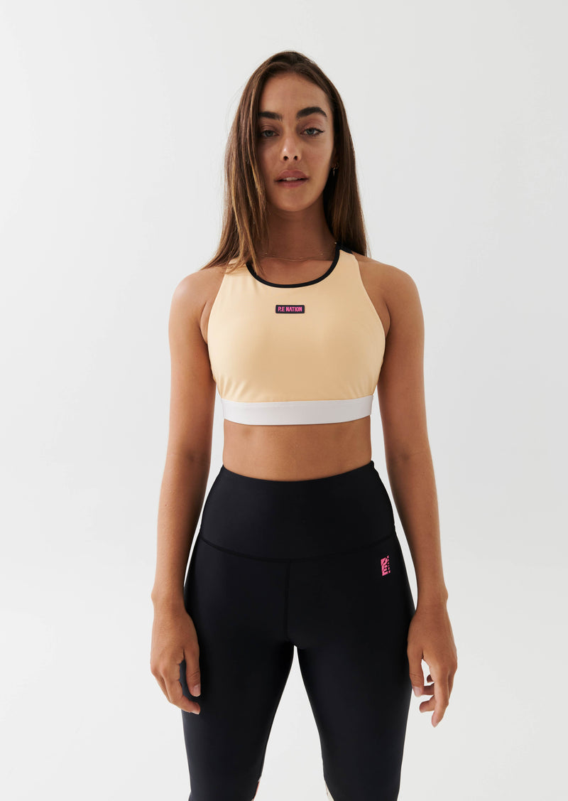FRONTSIDE SPORTS BRA IN GOLDEN SAND