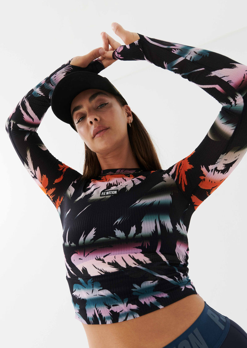 OASIS LS TOP IN PALM TREE PRINT