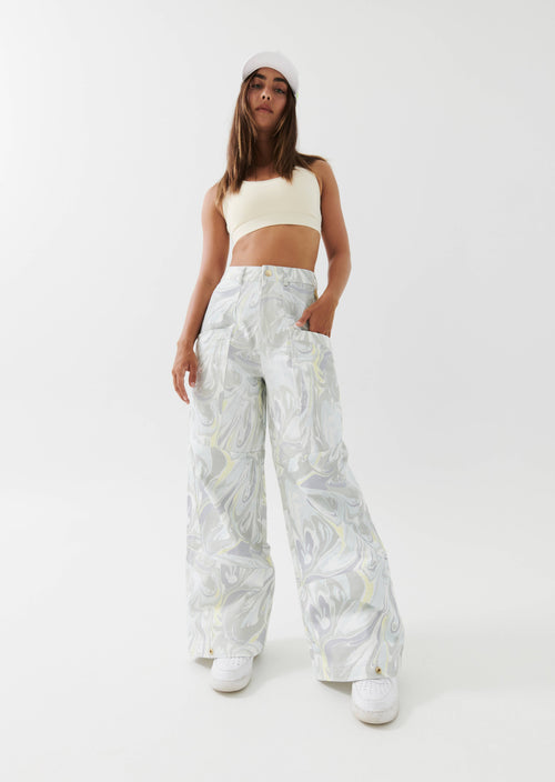 BACK FLIP PANTS IN MARBLE PRINT