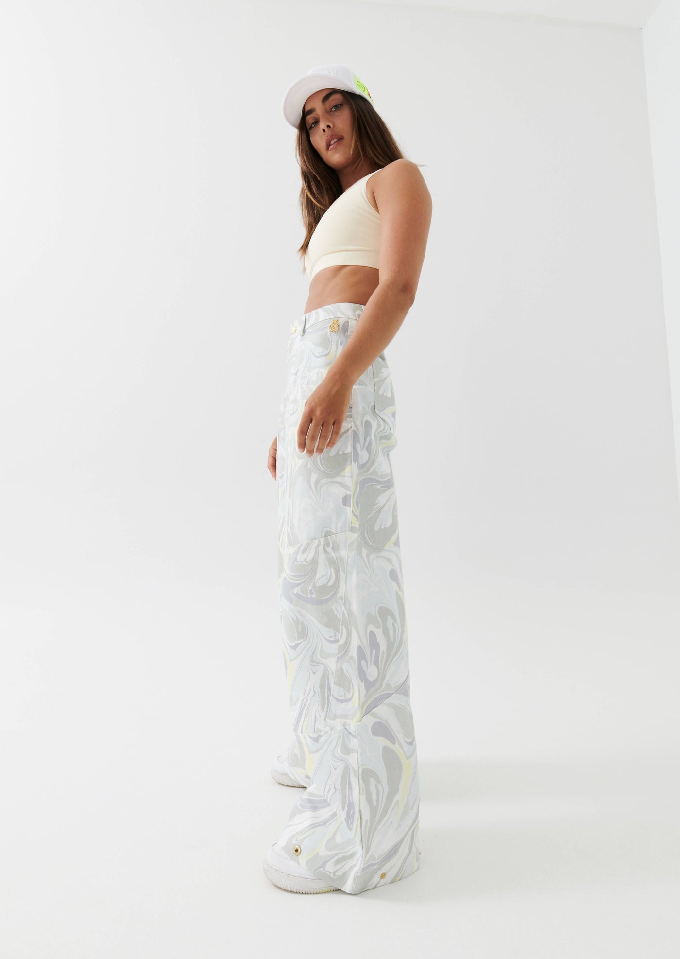 BACK FLIP PANTS IN MARBLE PRINT