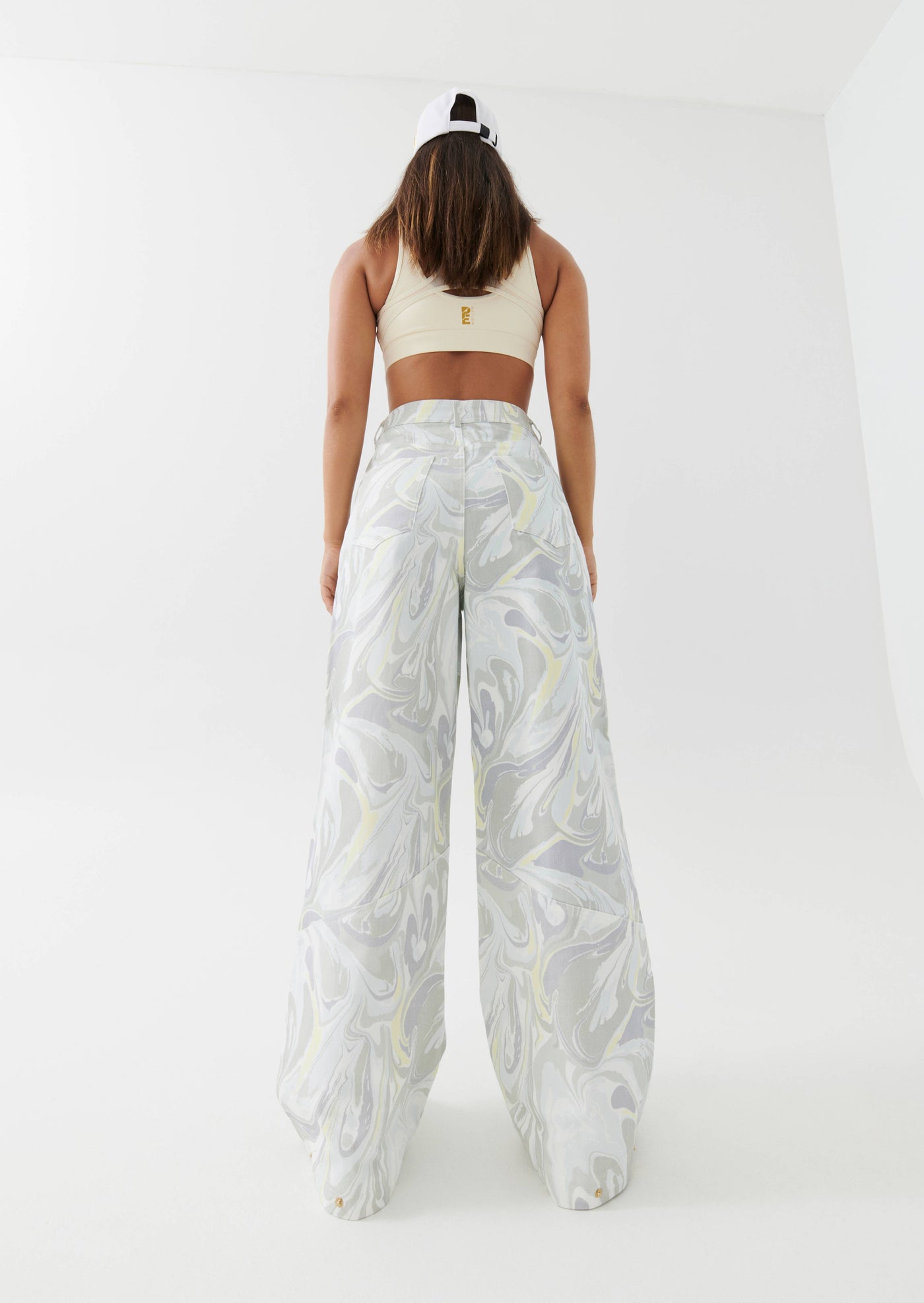 BACK FLIP PANTS IN MARBLE PRINT