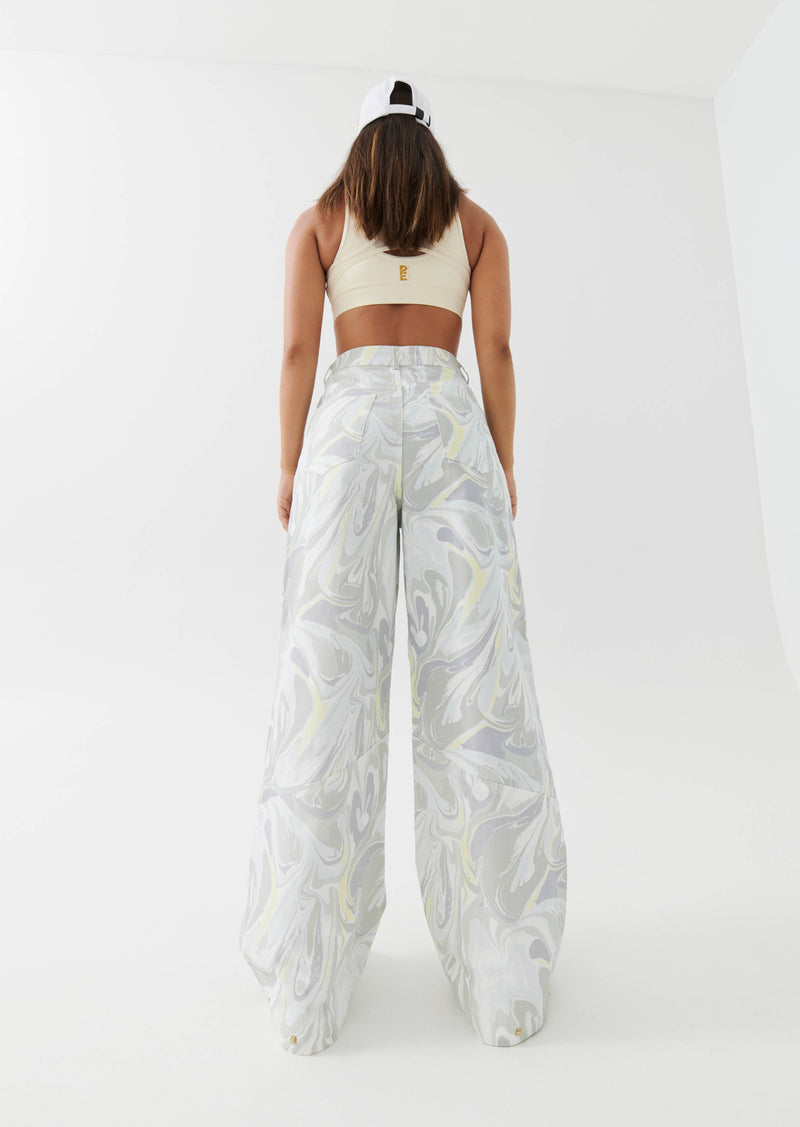 BACK FLIP PANTS IN MARBLE PRINT