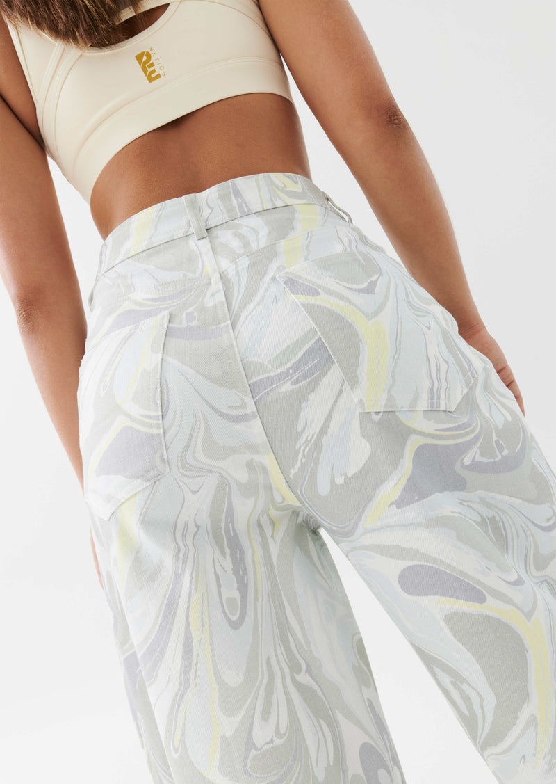 BACK FLIP PANTS IN MARBLE PRINT