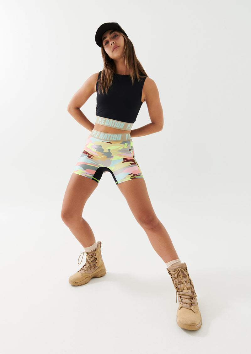 LONGITUDE SHORT IN COLOUR CAMO PRINT
