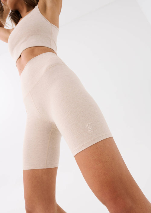 PHASED BIKE SHORT IN WARM GREY MARL