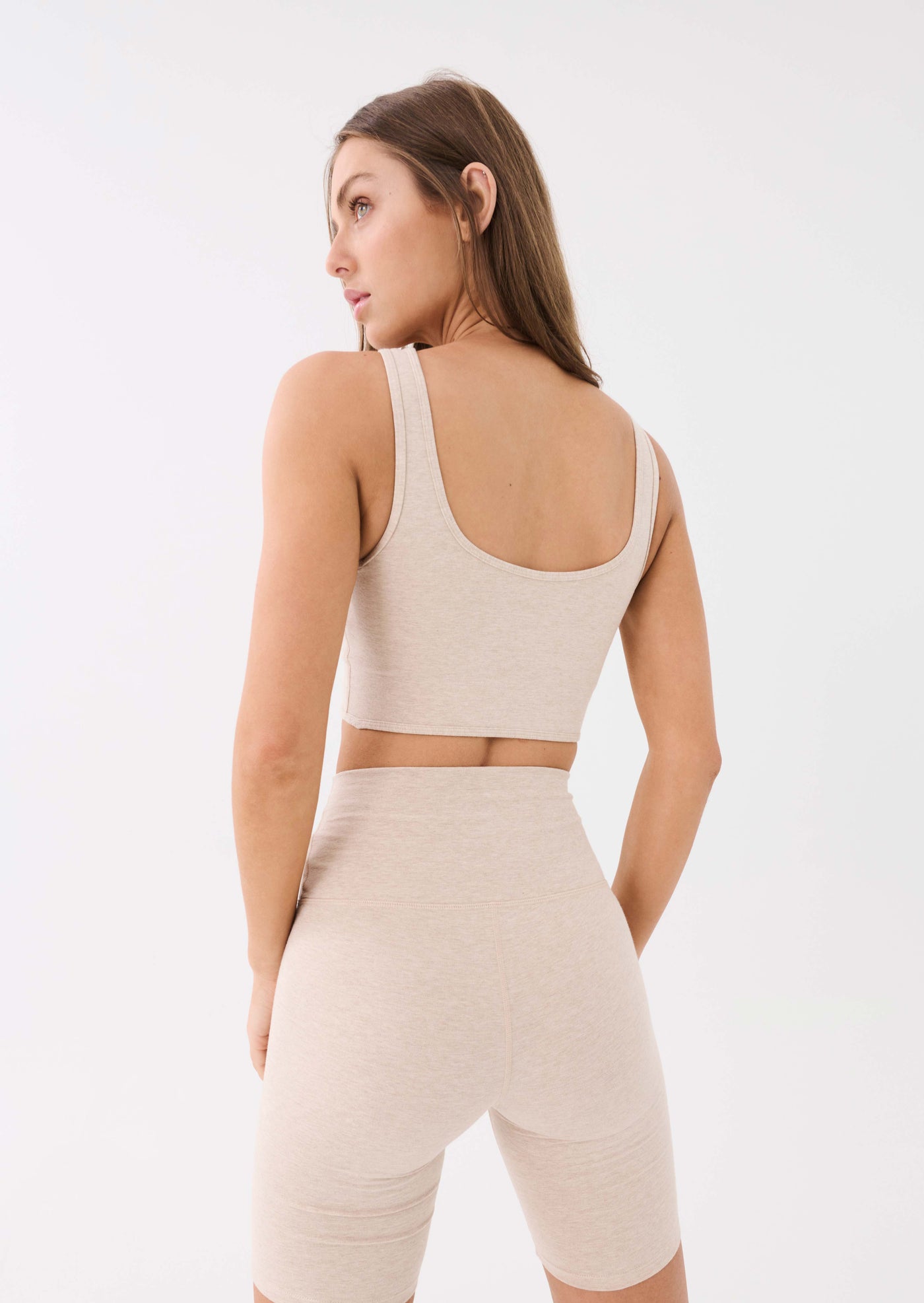 PHASED SPORTS BRA IN WARM GREY MARL