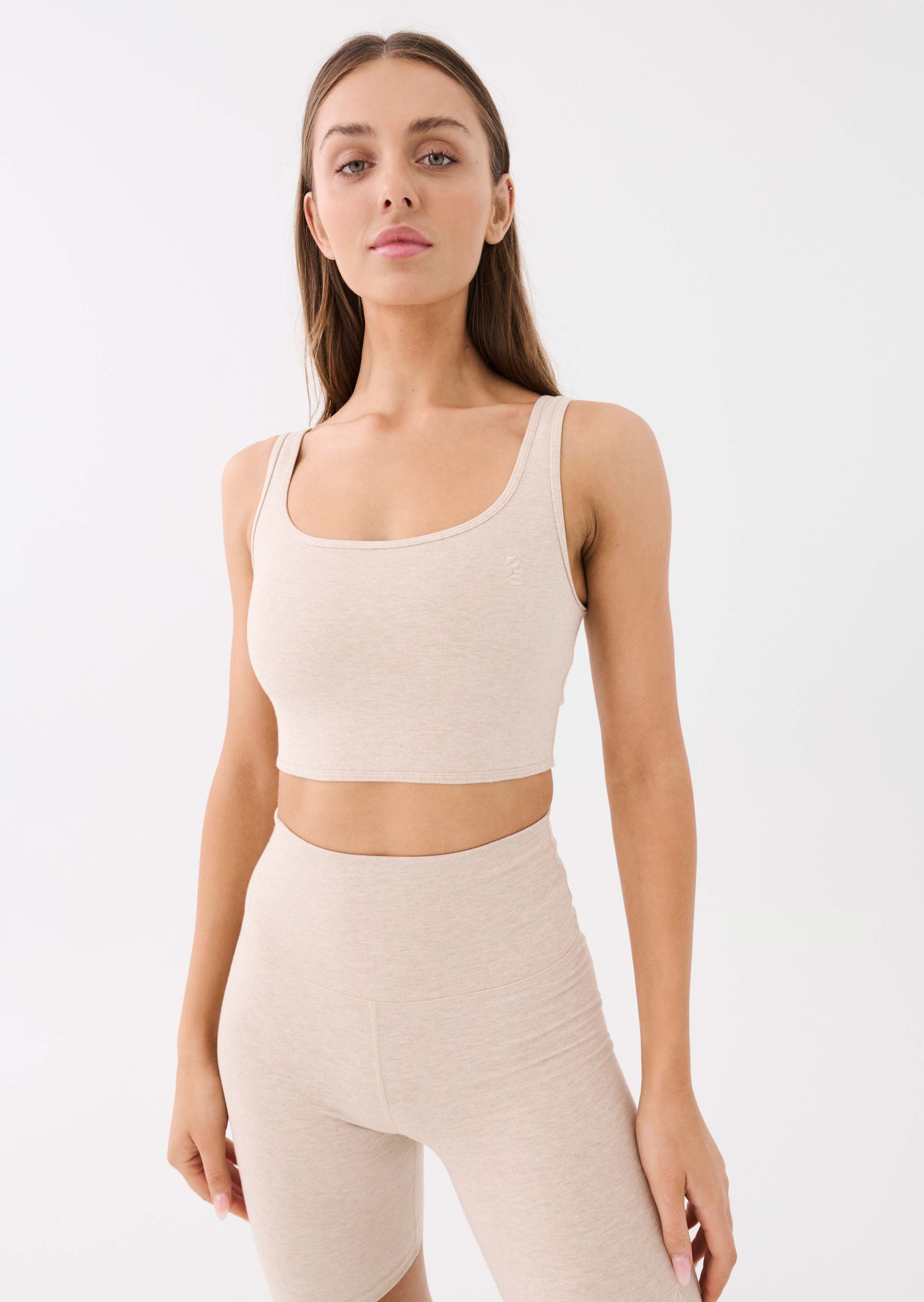 PHASED SPORTS BRA IN WARM GREY MARL