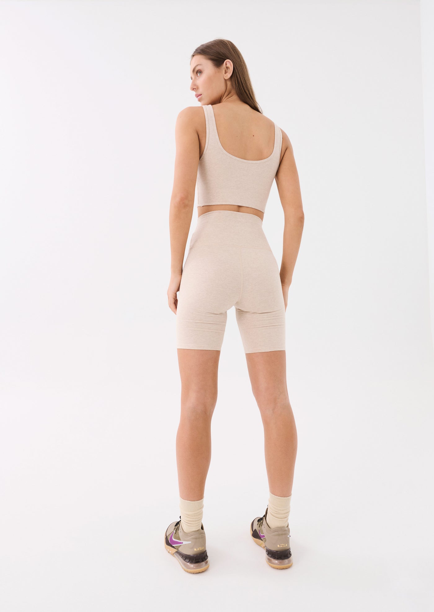 PHASED BIKE SHORT IN WARM GREY MARL