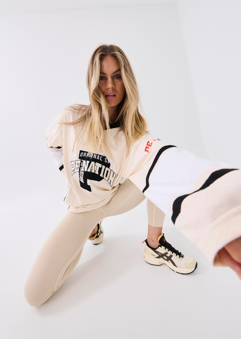 OVIE LS TOP IN PEARLED IVORY