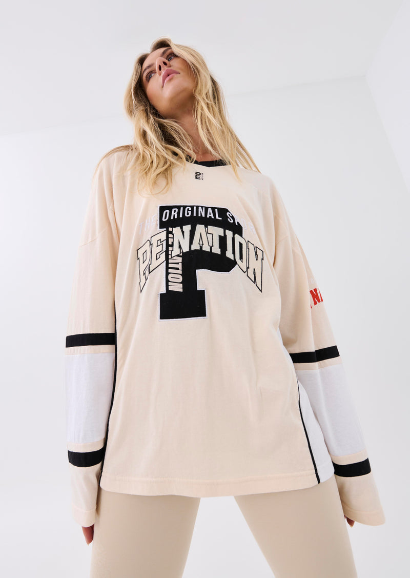 OVIE LS TOP IN PEARLED IVORY