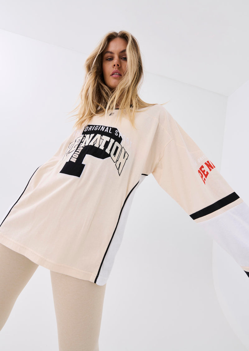 OVIE LS TOP IN PEARLED IVORY