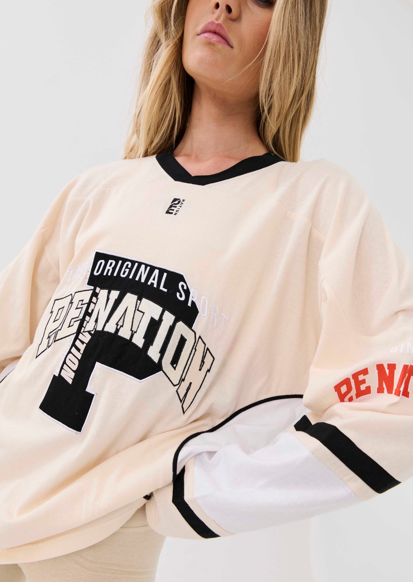 OVIE LS TOP IN PEARLED IVORY