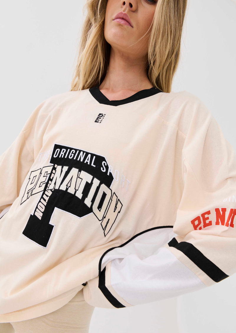 OVIE LS TOP IN PEARLED IVORY