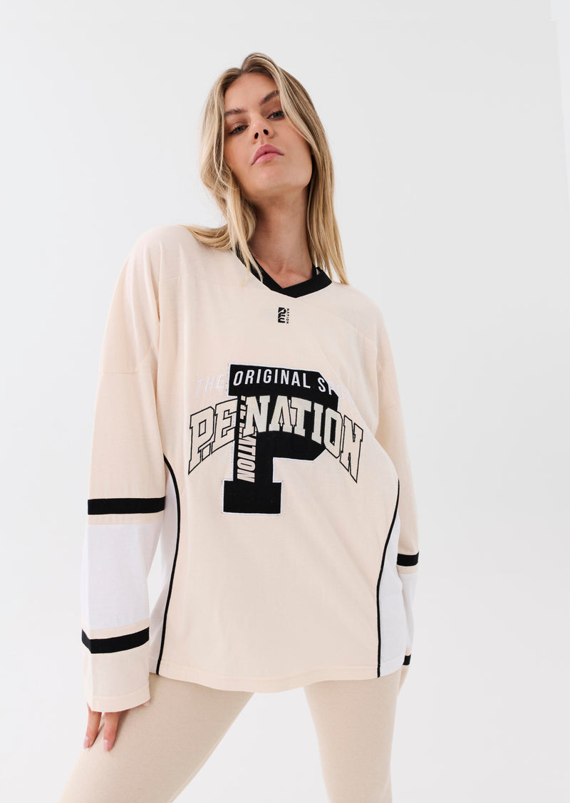 OVIE LS TOP IN PEARLED IVORY
