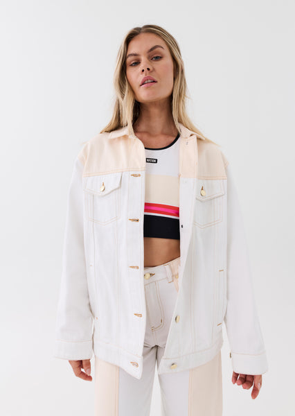 Nude colour 2025 block denim jacket