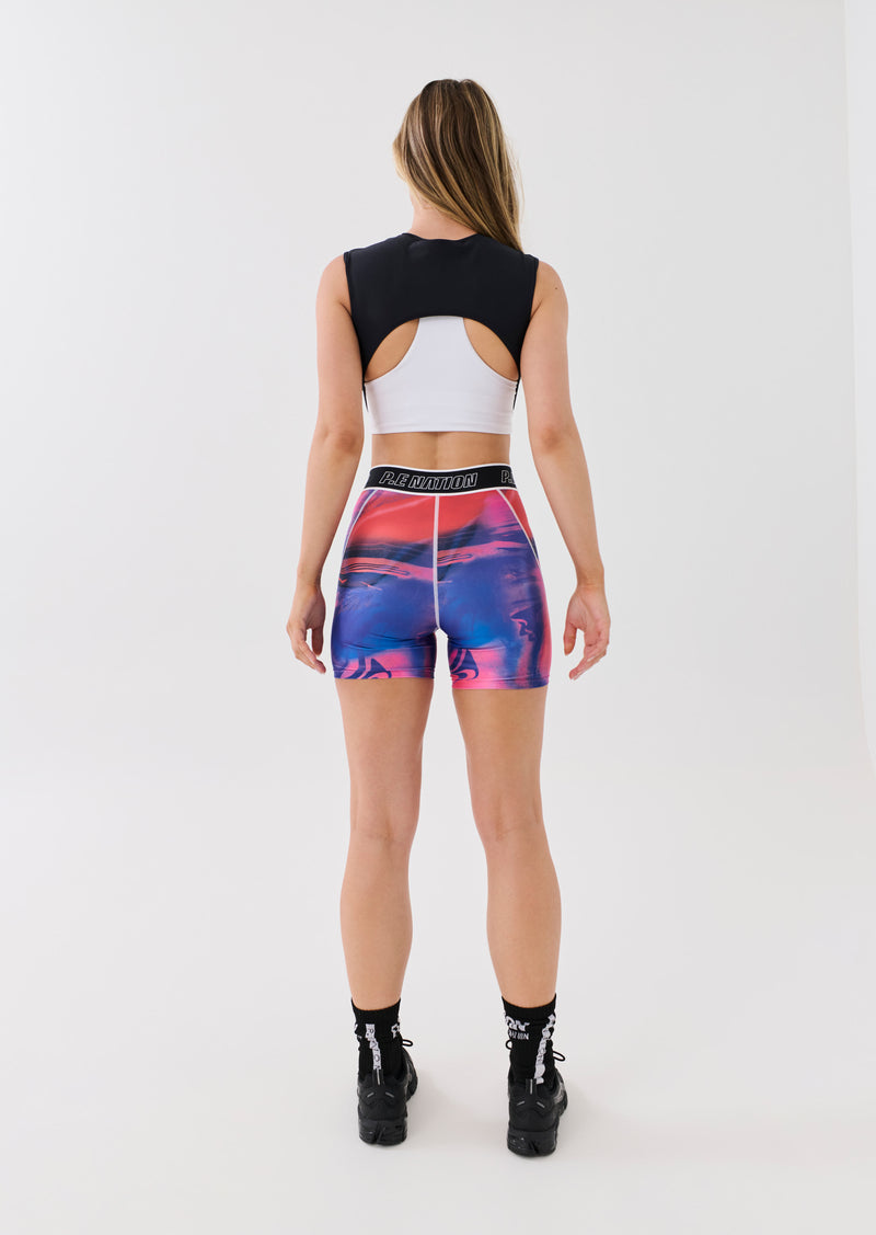 REWIND BIKE SHORT IN OVERLAY PRINT