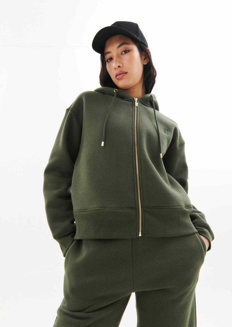 Green jacket hoodie top