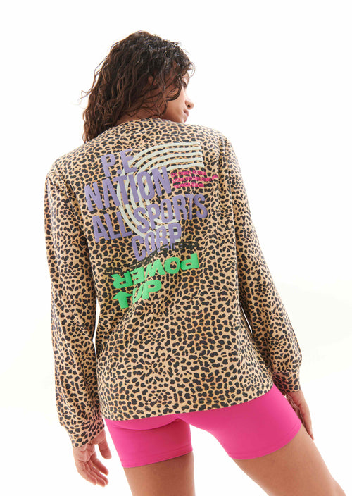 POWER UP LS TEE IN ANIMAL PRINT