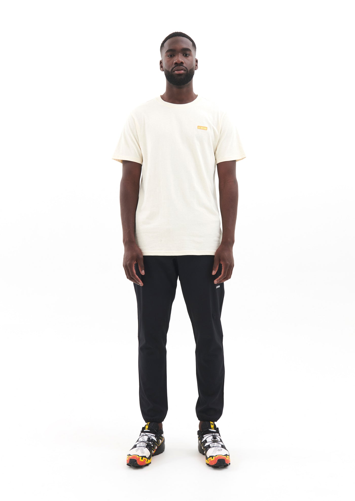 LINE BLOCK TEE IN WINTER WHITE