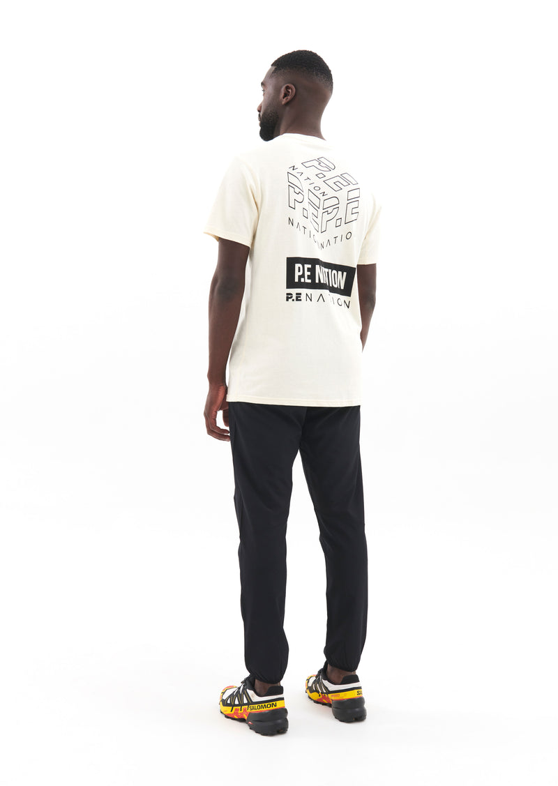 LINE BLOCK TEE IN WINTER WHITE