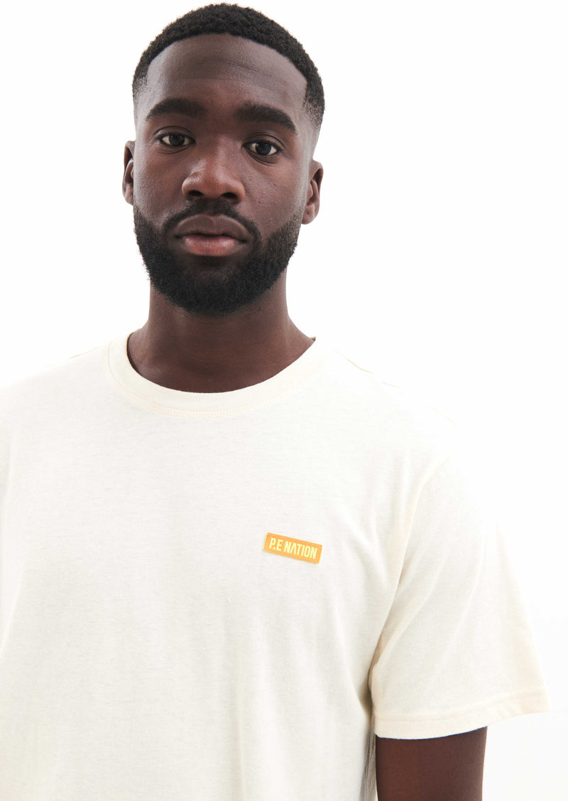 LINE BLOCK TEE IN WINTER WHITE