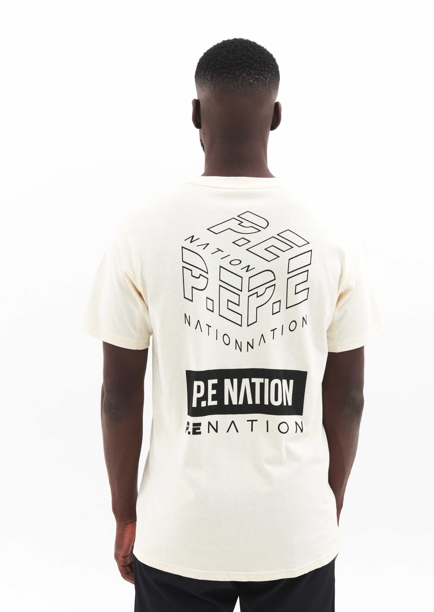 LINE BLOCK TEE IN WINTER WHITE