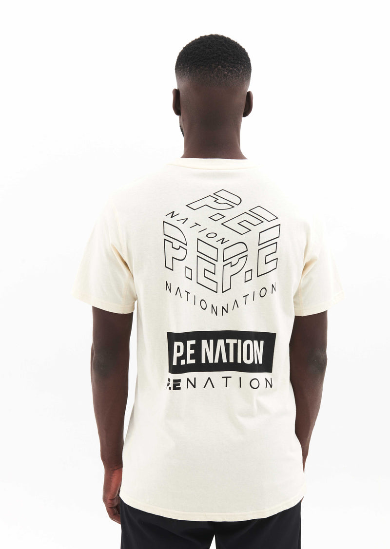 LINE BLOCK TEE IN WINTER WHITE