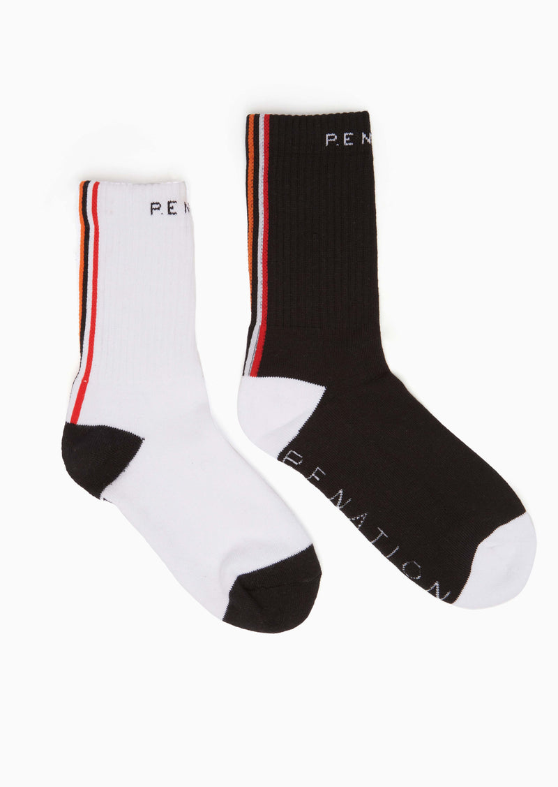VERTICAL JUMP SOCK TWIN PACK IN BLK/WHITE