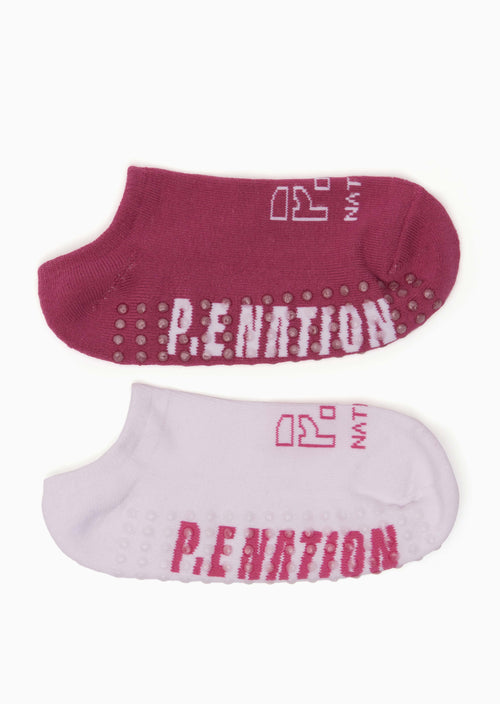 POST SEASON ANKLE SOCK IN RASPBERRY ROSE/WHITE