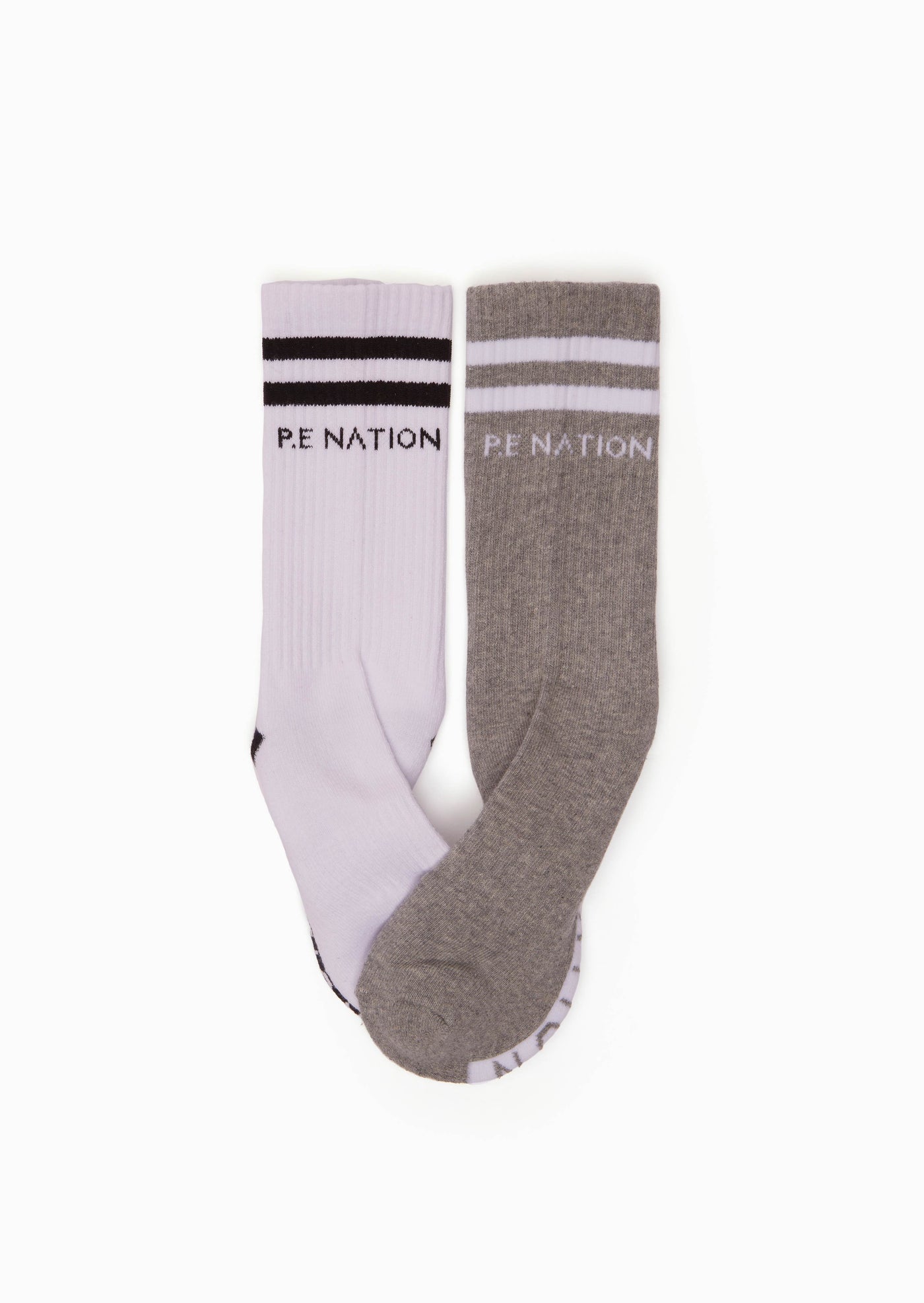 MARATHON CREW SOCK TWIN PACK IN WHITE/GREY