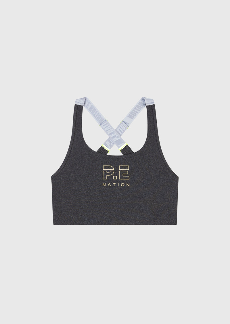 REACTION SPORTS BRA IN CHARCOAL MARL